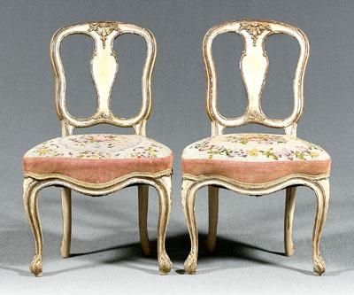 Appraisal: Pair Italian painted side chairs French style with shell carved