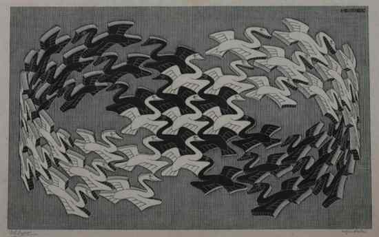 Appraisal: M C ESCHER Dutch - SWANS WHITE SWANS BLACK SWANS