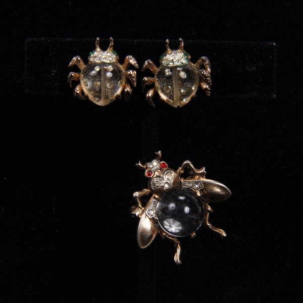 Appraisal: Trifari pc Jelly Belly Bug Pin Clip Earrings Earrings pin