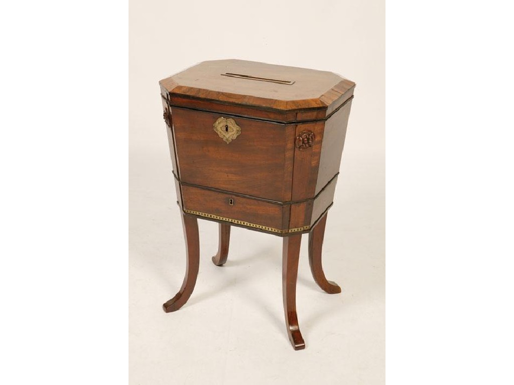 Appraisal: A REGENCY MAHOGANY SARCOPHAGUS FORM WINE COOLER the rectangular top