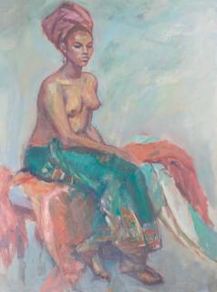 Appraisal: Evelyn Metzger Semi Nude Woman Oil on Masonite Evelyn Metzger