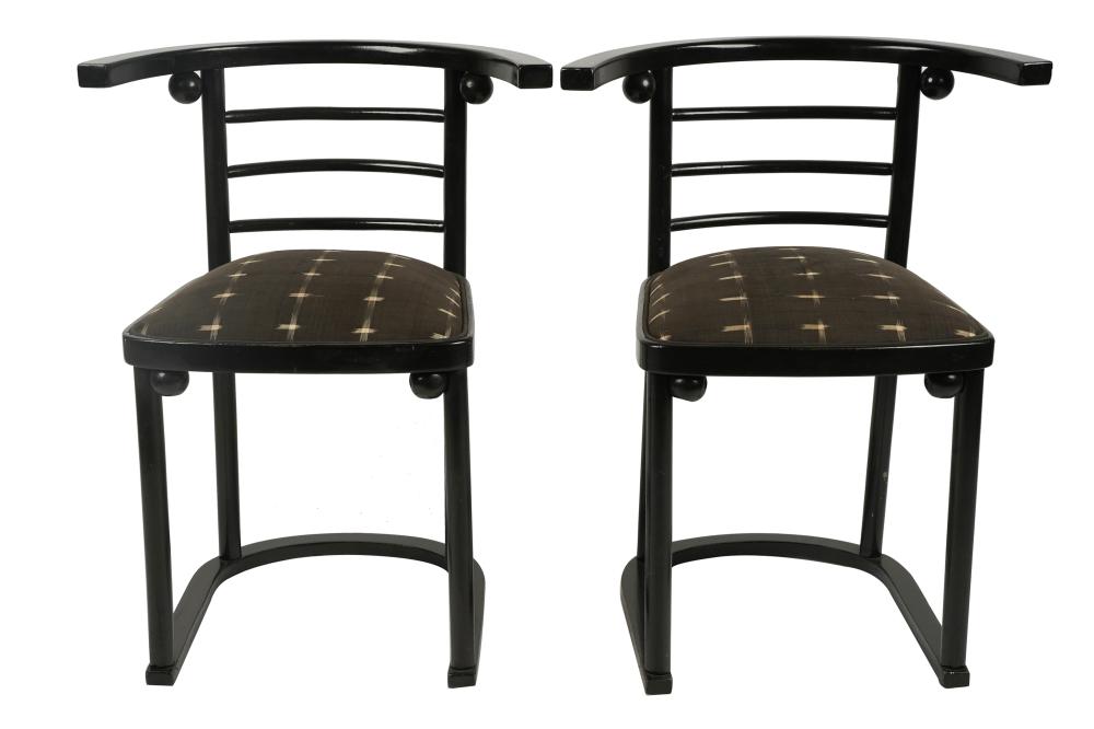 Appraisal: PAIR OF JOSEF HOFFMAN STYLE EBONIZED SIDE CHAIRSCondition scuffs to