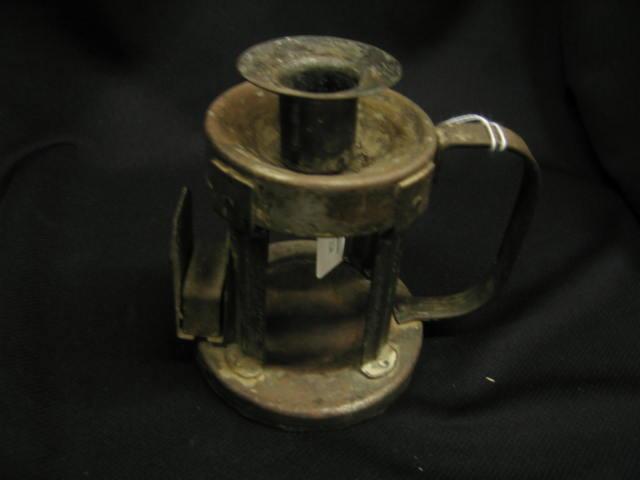 Appraisal: Victorian Tin Chamberstick with matchbox holder