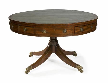 Appraisal: A Regency mahogany library drum table cm diameter cm high