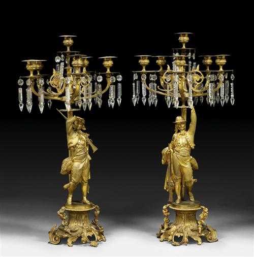 Appraisal: PAIR OF CANDLE HOLDERS AU CHASSEUR Revival style German th