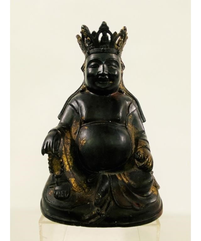 Appraisal: Early chinese bronze seated Buddha probably th c with traces