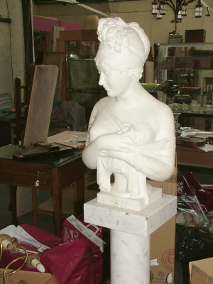 Appraisal: After Joseph Chinard A parian marble bust of a semi-draped