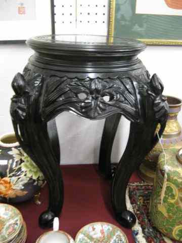 Appraisal: Chinese Carved Wooden Stand Iris decor '' tall