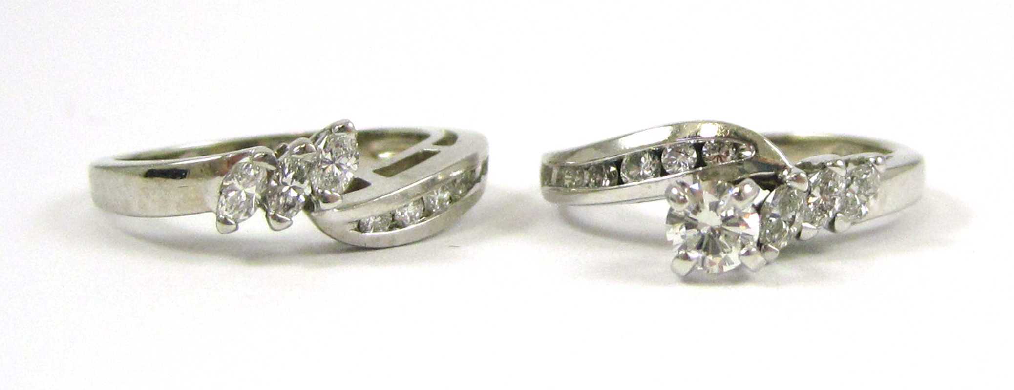 Appraisal: DIAMOND AND FOURTEEN KARAT GOLD WEDDING SET The white gold