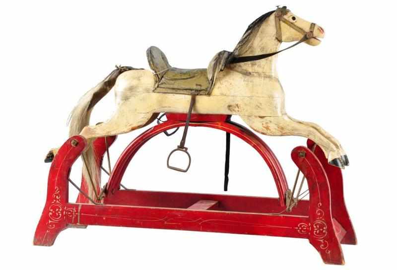 Appraisal: Early Wooden Rocking Horse Toy Description American Nice stenciled base