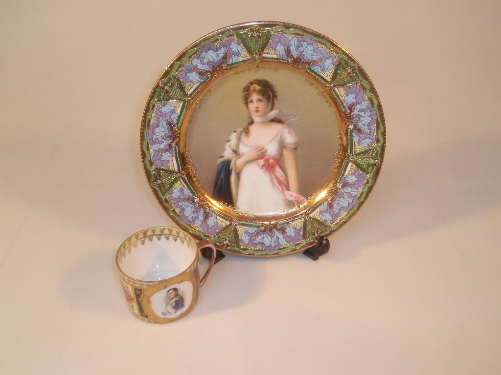 Appraisal: A Vienna porcelain cabinet plate polychrome printed with a portrait