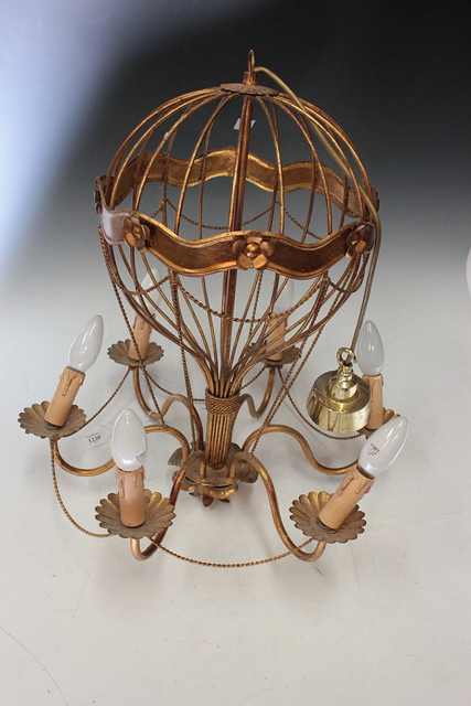 Appraisal: A GILT METAL SIX BRANCH ELECTROLIER in the form of