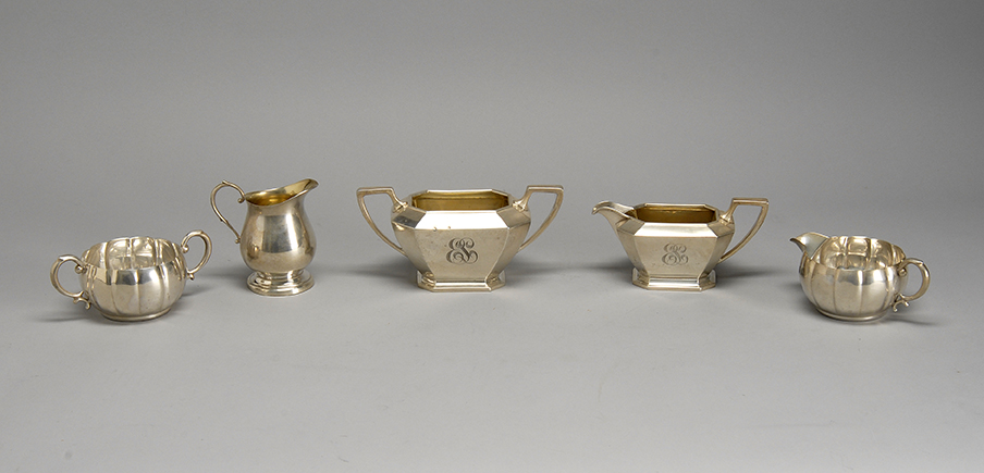 Appraisal: STERLING SILVER CREAMER AND OPEN SUGAR BOWL BY DURGIN DIV