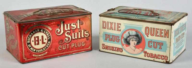 Appraisal: Lot of Tobacco Lunchbox Tins Description Includes Just Suits and