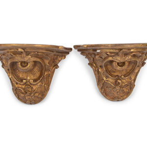 Appraisal: A Pair of Continental Giltwood Brackets Late th Early th