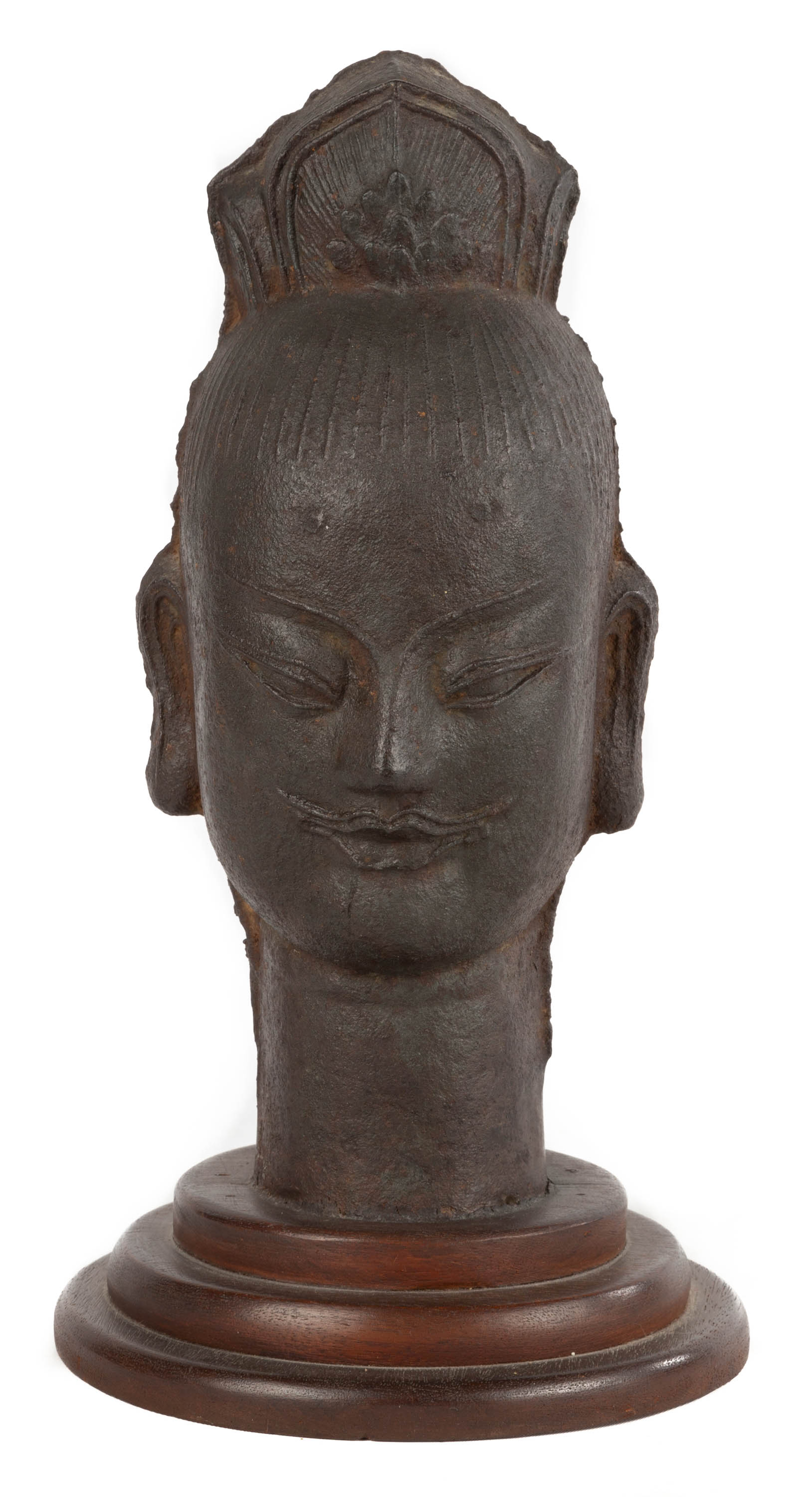 Appraisal: CHINESE IRON HEAD OF A BODHISATTVA Chinese Iron Head of