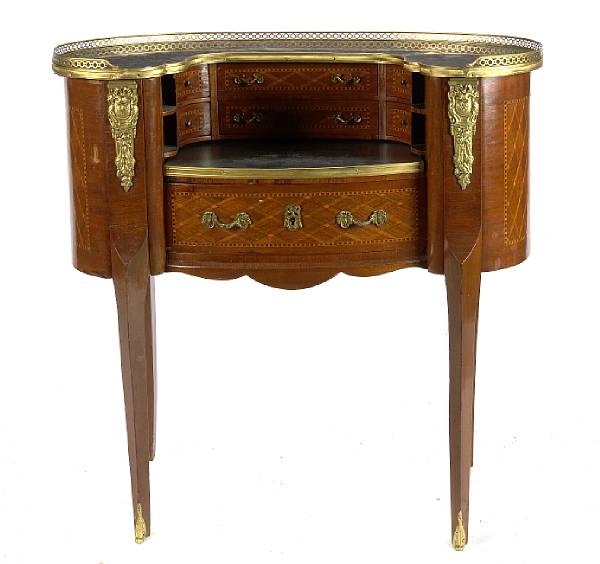 Appraisal: A Louis XV style marquetry and marble topped ladies writing