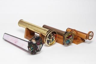 Appraisal: Kaleidoscopes Whimsical comprising an illegibly-signed hexagonal wood tube with changeable