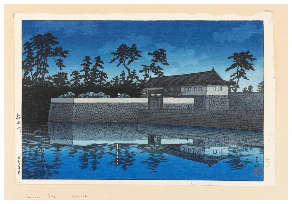 Appraisal: KAWASE HASUI JAPAN - SAKURADA GATE WOODBLOCK PRINT OBAN YOKO-E