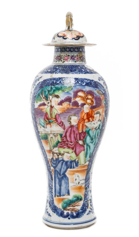 Appraisal: Sale Lot A Chinese Export Baluster Vase and Lid painted