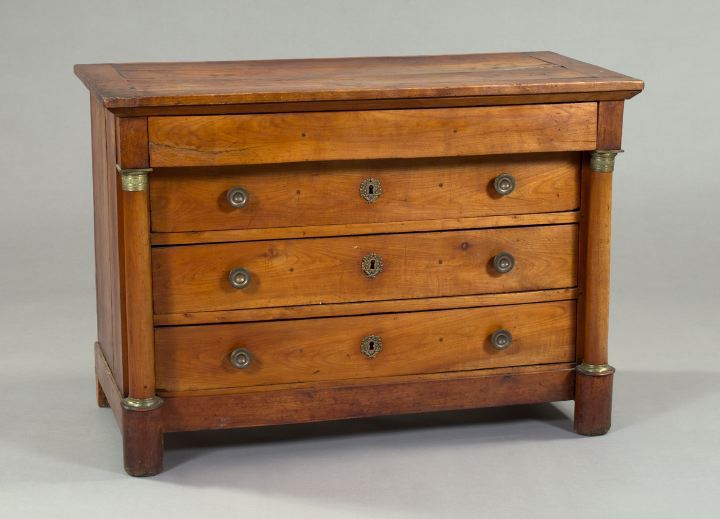 Appraisal: Restauration Fruitwood ad Brass-Mounted Four-Drawer Chest second quarter th century