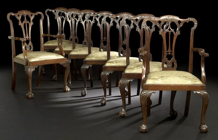 Appraisal: Suite of Eight George III-Style Mahogany Dining Chairs early th