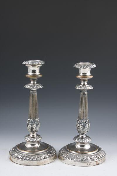 Appraisal: Old Sheffield Plate Candlesticks Matthew Boulton of fine form with