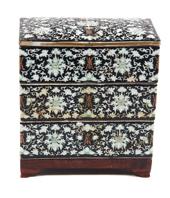 Appraisal: Sale Lot A Chinese Export Porcelain Triple Nesting Box and