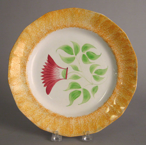 Appraisal: Yellow spatter plate th c with thistle dia