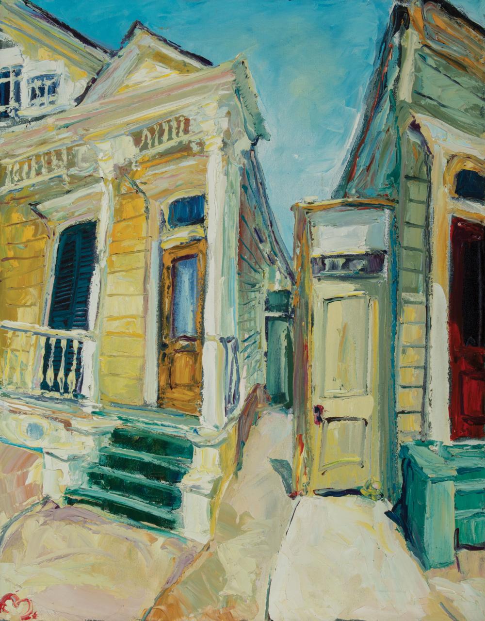 Appraisal: James Michalopoulos American New Orleans b Spud's Alley oil on