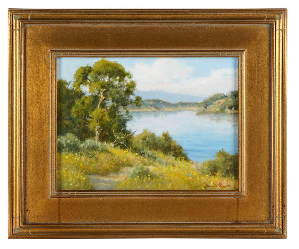 Appraisal: DAVID CHAPPLE B DAY AT THE LAKE oil on board