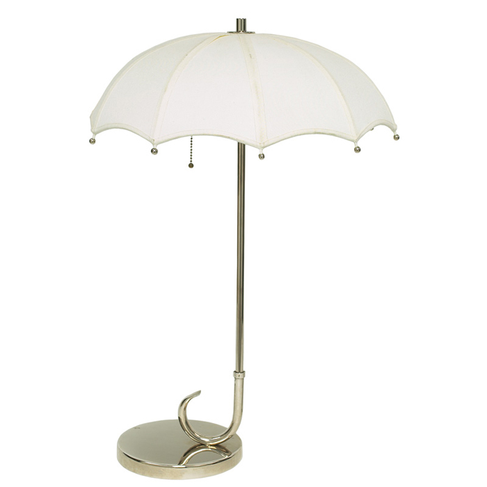 Appraisal: Mutual Sunset umbrella lamp s nickel-plated handle base with cloth