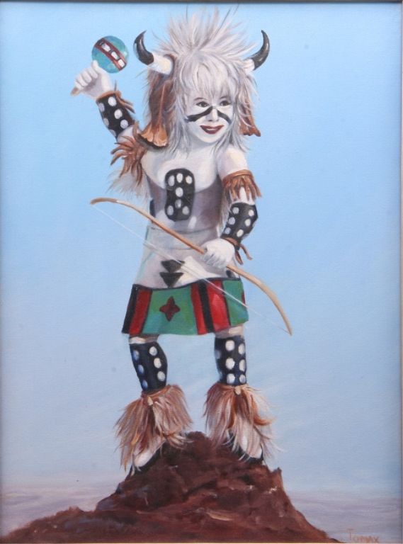 Appraisal: Hopi White Buffalo Dancer Kachina Painting Included in this lot