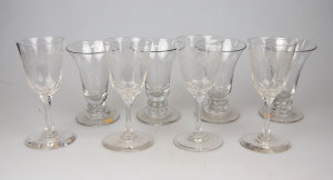 Appraisal: Ten vine etched sherry glasses and four sorbet glasses