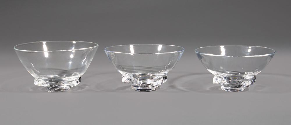 Appraisal: Three Steuben Glass Spiral Bowls etched marks model designed by