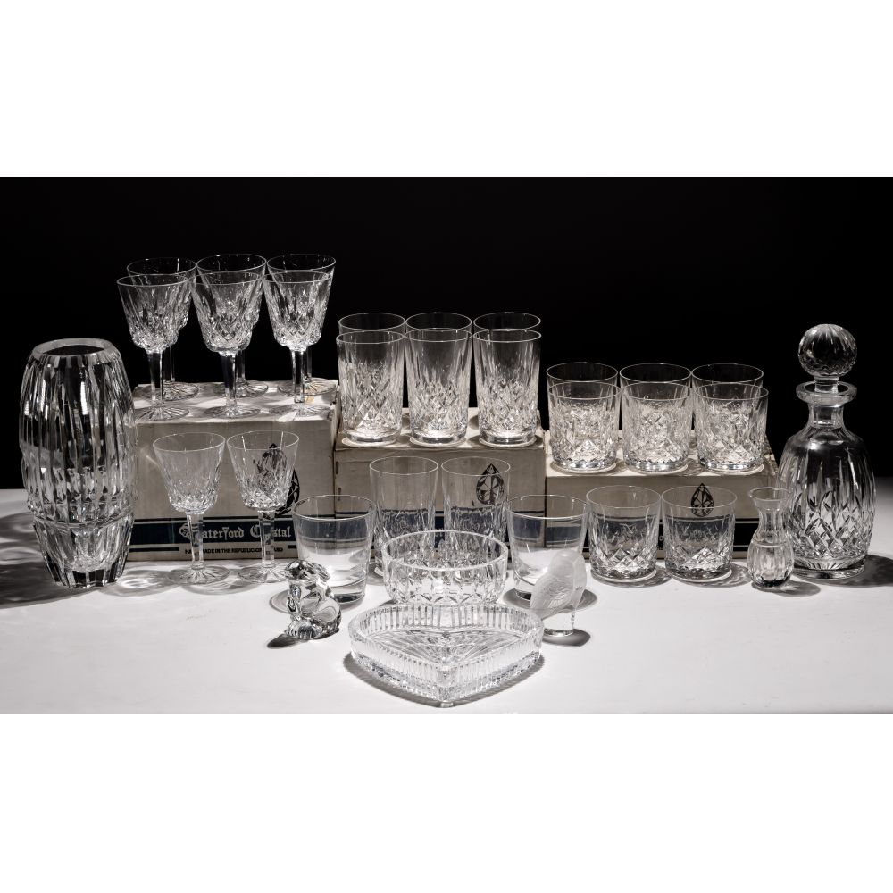 Appraisal: WATERFORD STUEBEN AND BACCARAT ASSORTMENT items including in Lismore clarets