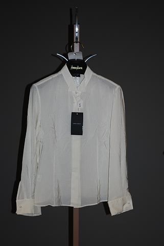 Appraisal: Giorgio Armani Ivory silk long sleeve blouse with tuxedo collar