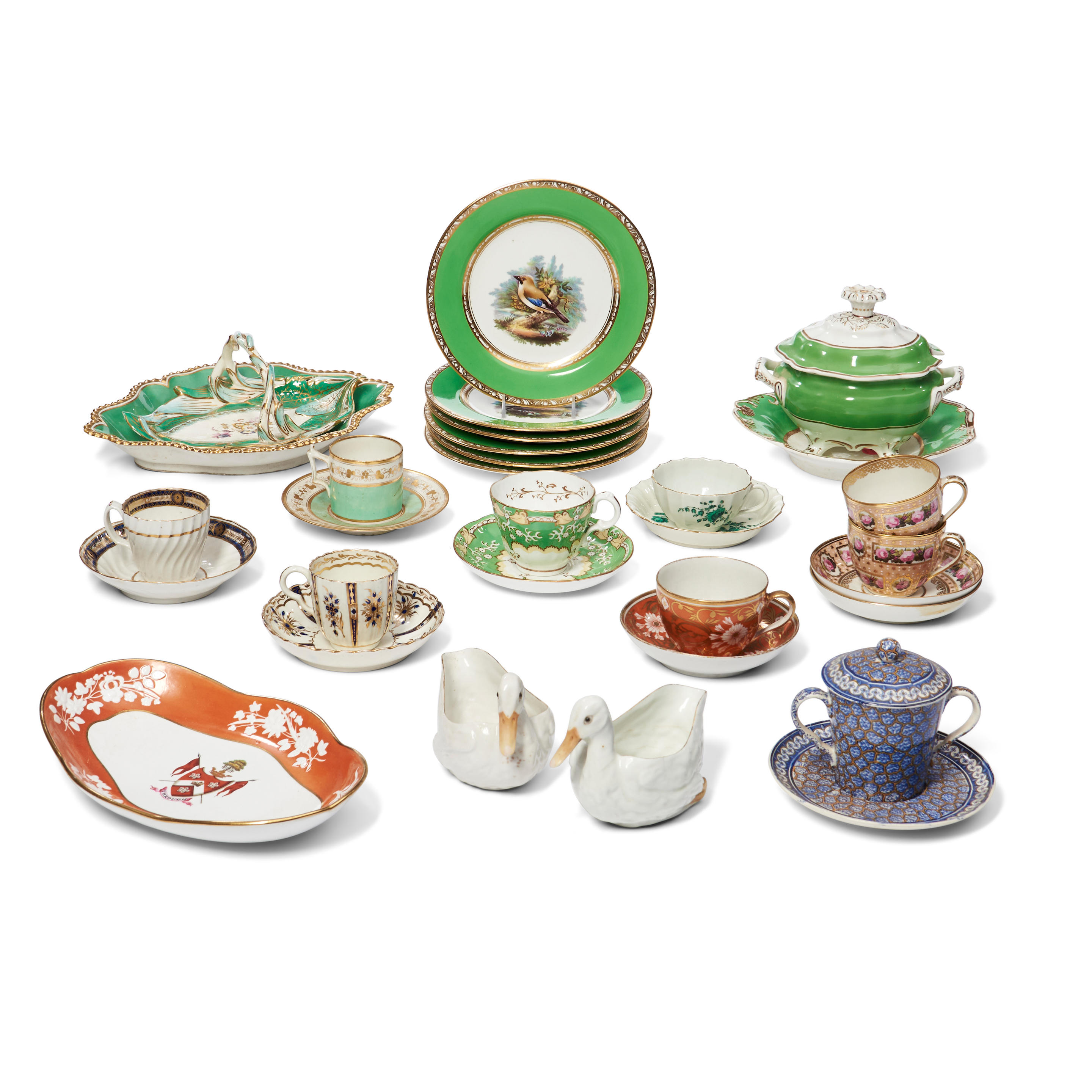 Appraisal: TWENTY-ONE PIECES OF ENGLISH PORCELAIN TABLEWARE including a pair of