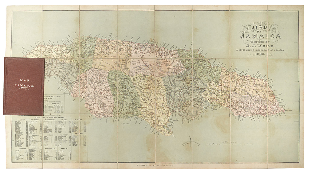 Appraisal: JAMAICA Wood J J Map of Jamaica Color lithographed folding