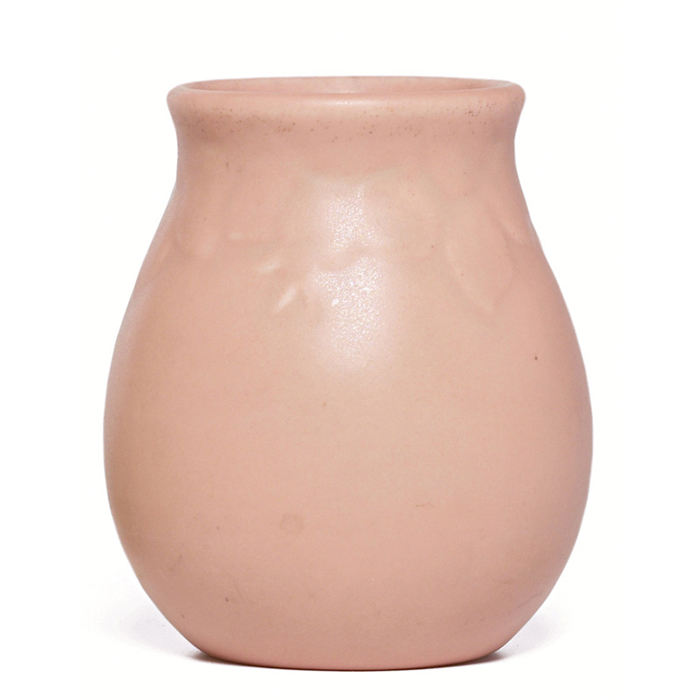 Appraisal: Rookwood vase raised rose hip design under a pink matt