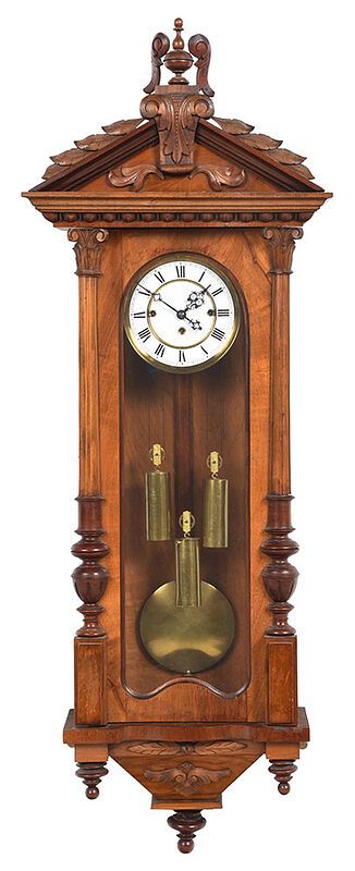 Appraisal: Gustav Becker Three Weight Wall Regulator Clock Continental late th