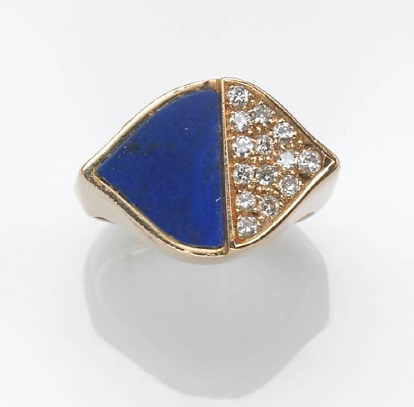 Appraisal: A lapis lazuli diamond and k gold ring