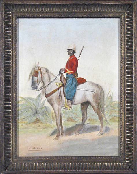 Appraisal: L Toussaint th century A soldier on horseback signed 'L