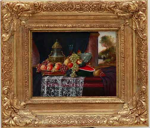 Appraisal: J K Reinprecht Hungary b PAIR OF STILL LIFE TABLESCAPES