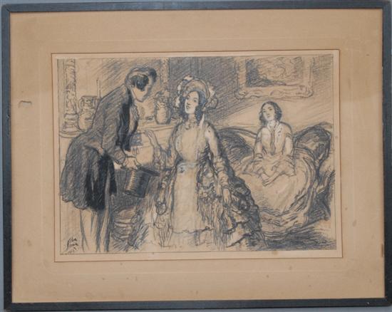 Appraisal: SLOAN JOHN Lithograph For F J Quimby Co Black crayon