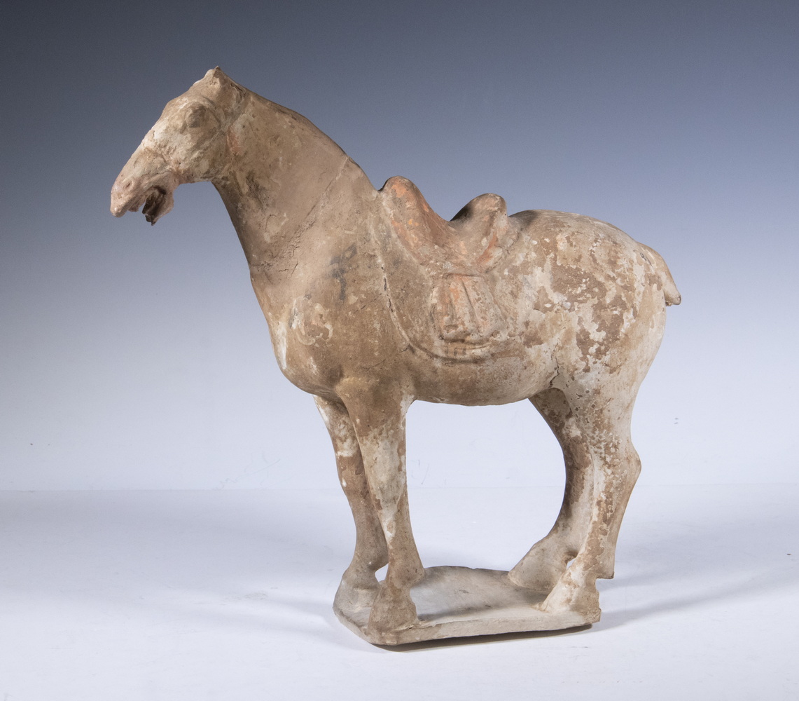 Appraisal: CHINESE TANG DYNASTY POTTERY HORSE White Clay Figure of a