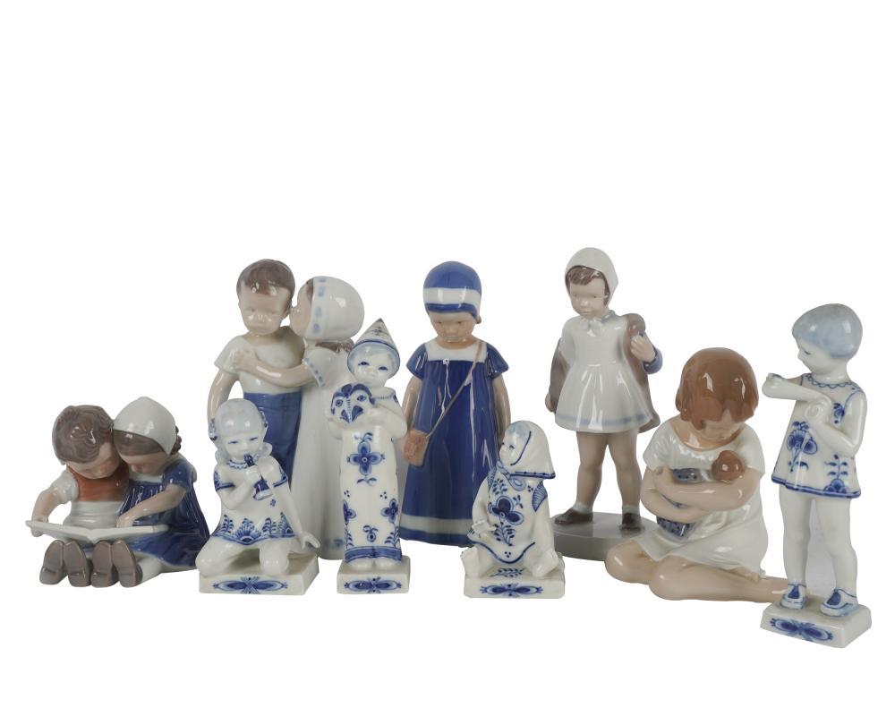 Appraisal: COLLECTION OF NINE DANISH PORCELAIN FIGUREScomprising four Royal Copenhagen five