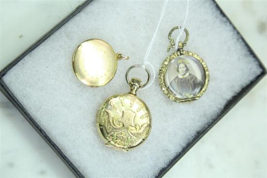 Appraisal: GROUP OF THREE ITEMS INCLUDING A WATCH LOCKET AND TINTYPE