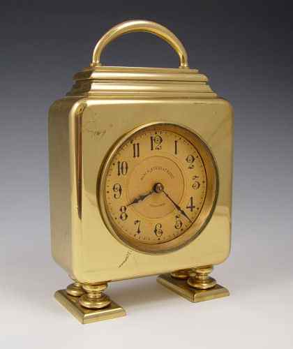 Appraisal: BLACK STARR FROST LARGE BRASS CARRIAGE CLOCK Brass case painted