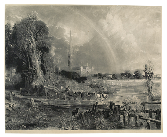 Appraisal: DAVID LUCAS after Constable Salisbury Cathedral Mezzotint etching stipple engraving